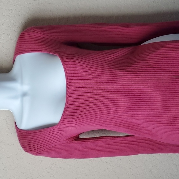 4/$30 ** Open Edit Rib Scoop Neck Ribbed Sweater Pink Size L sz M - Picture 2 of 6